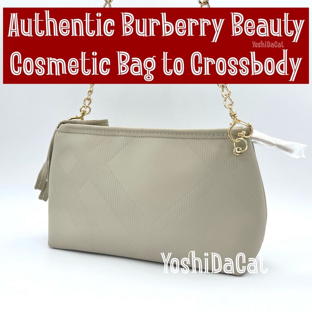 🆕 Burberry Beauty Cosmetic Pouch to Crossbody Bag Purse, New, Neutral Beige